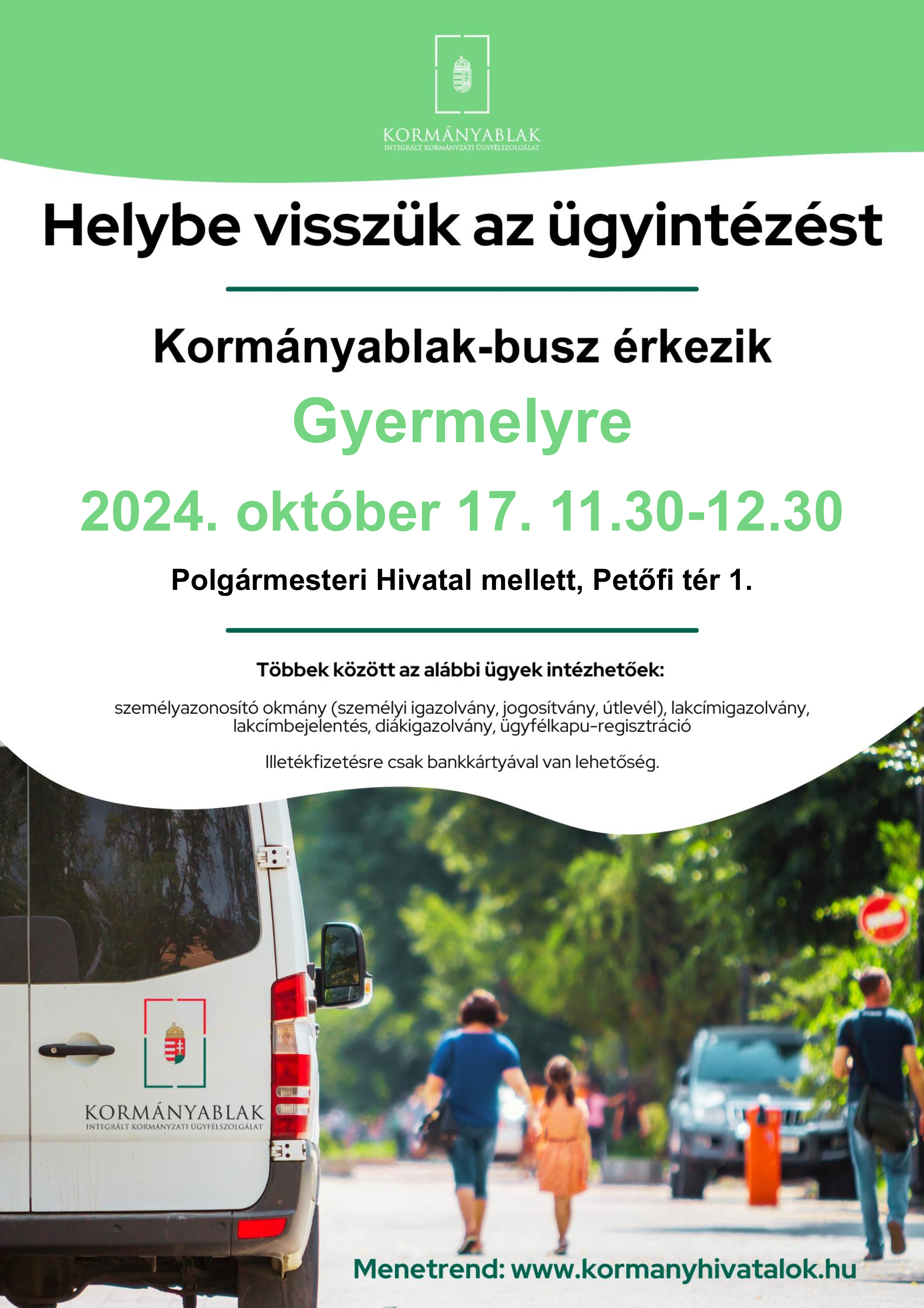 Kormányablak busz érkezik 2024.10.17-én