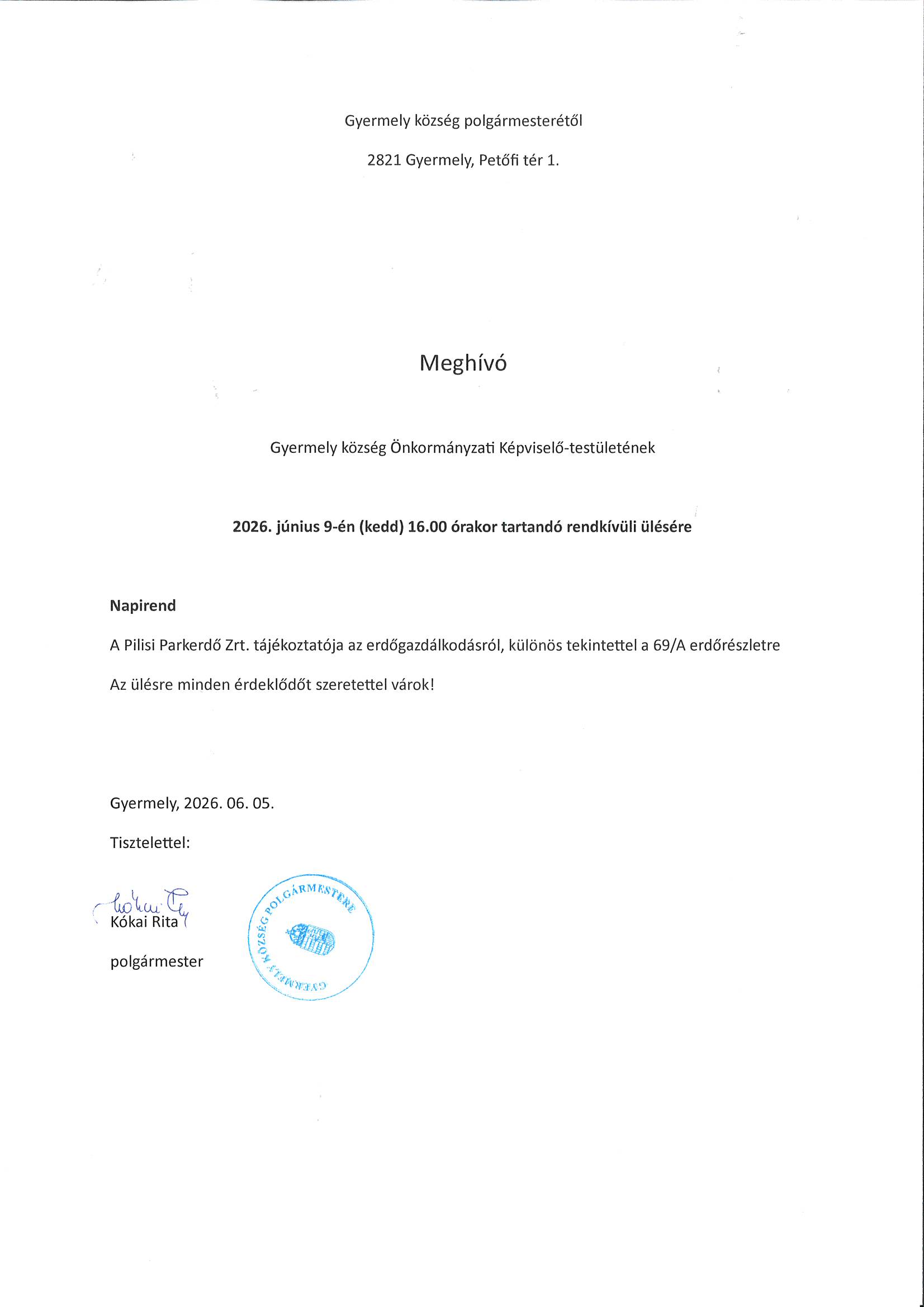 Meghívó - Pilisi Parkerdő Zrt. Tájékoztatójára